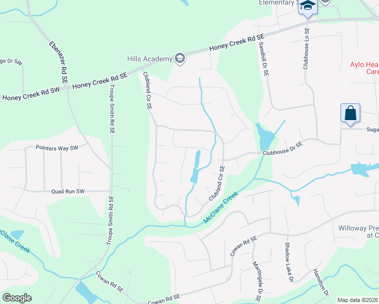 map of restaurants, bars, coffee shops, grocery stores, and more near 1205 Twin Ponds Court in Conyers