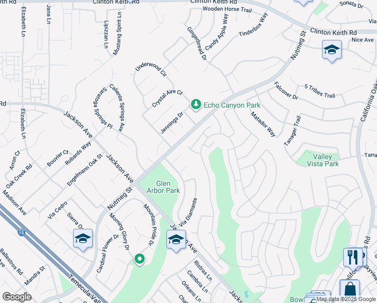 map of restaurants, bars, coffee shops, grocery stores, and more near 23727 Corte Andar in Murrieta