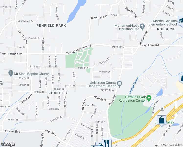 map of restaurants, bars, coffee shops, grocery stores, and more near 628 Beverly Drive North in Birmingham