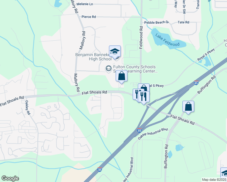 map of restaurants, bars, coffee shops, grocery stores, and more near 4055 Flat Shoals Road in Union City