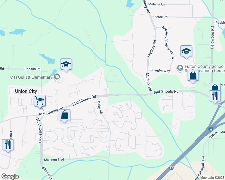map of restaurants, bars, coffee shops, grocery stores, and more near 4336 Mallory Court in Union City
