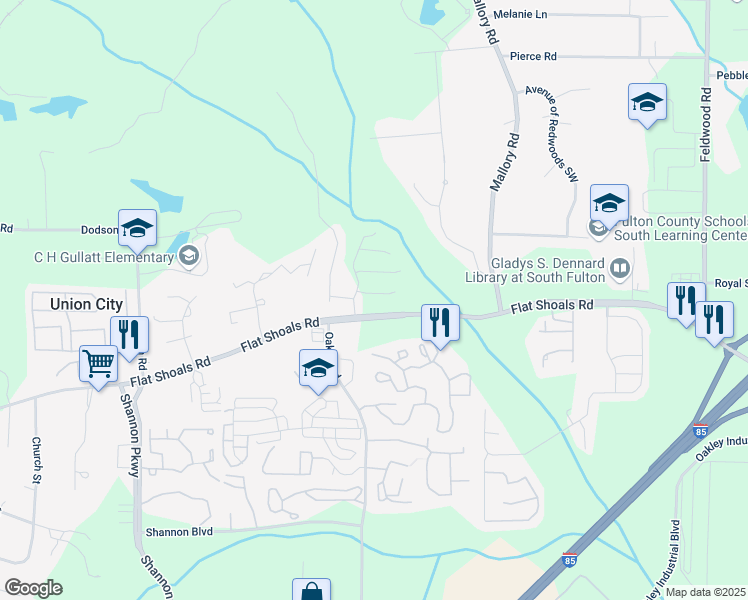 map of restaurants, bars, coffee shops, grocery stores, and more near 4336 Mallory Court in Union City