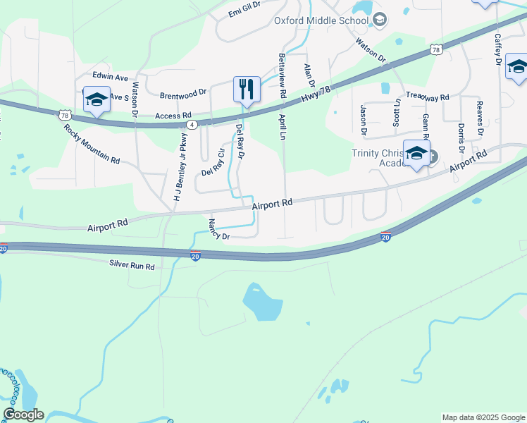 map of restaurants, bars, coffee shops, grocery stores, and more near 82 Robertson Lane in Oxford