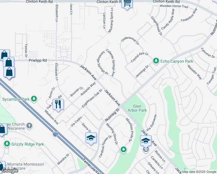 map of restaurants, bars, coffee shops, grocery stores, and more near 40761 Engelmann Oak Street in Murrieta