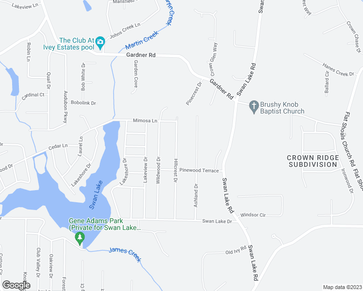 map of restaurants, bars, coffee shops, grocery stores, and more near 223 Hillcrest Drive in Stockbridge