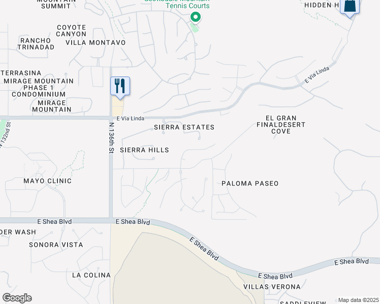 map of restaurants, bars, coffee shops, grocery stores, and more near 13921 East Gail Road in Scottsdale