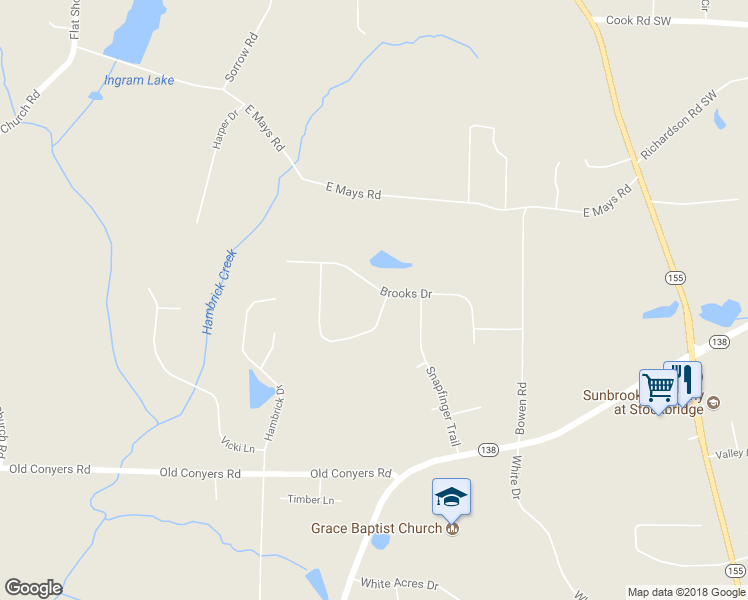 map of restaurants, bars, coffee shops, grocery stores, and more near 189 Brooks Drive in Stockbridge