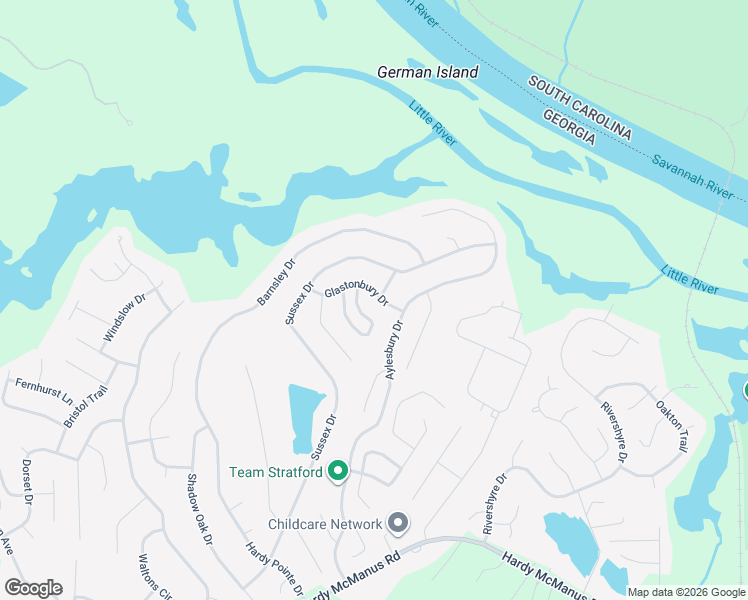 map of restaurants, bars, coffee shops, grocery stores, and more near 4528 Glastonbury Drive in Evans