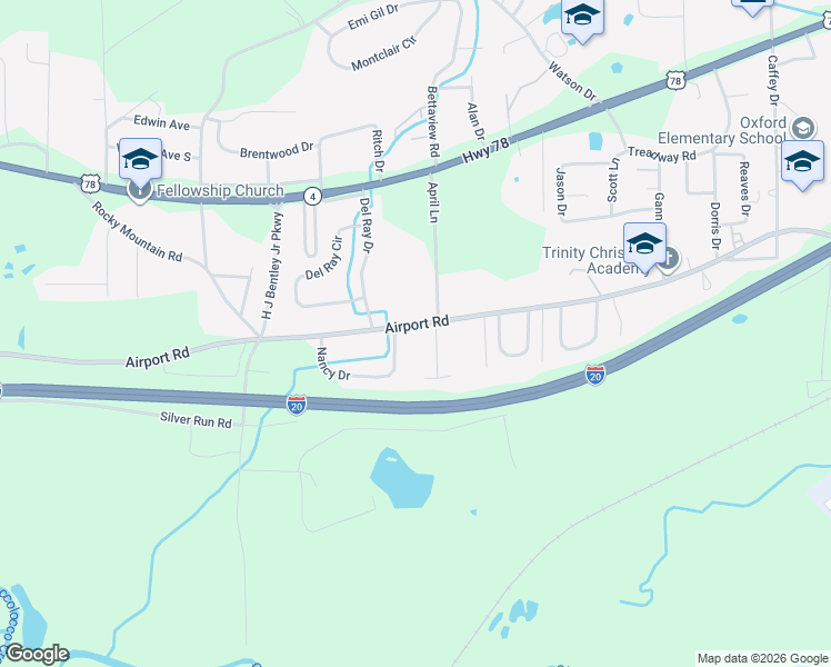 map of restaurants, bars, coffee shops, grocery stores, and more near 300 April Lane in Oxford
