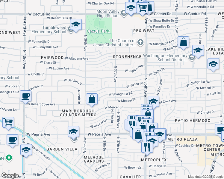 map of restaurants, bars, coffee shops, grocery stores, and more near 11212 North 37th Avenue in Phoenix