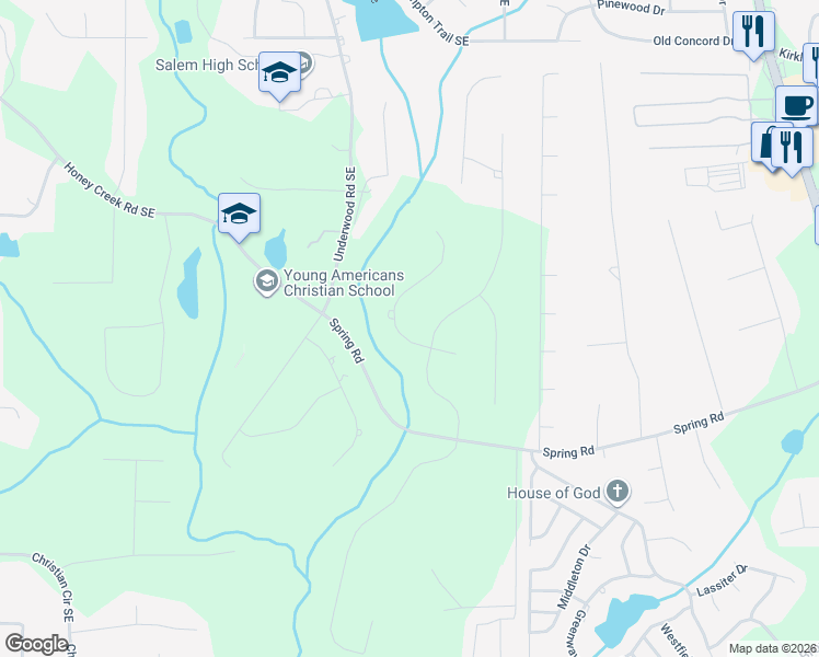 map of restaurants, bars, coffee shops, grocery stores, and more near 50 Lake Lucinda Drive in Covington