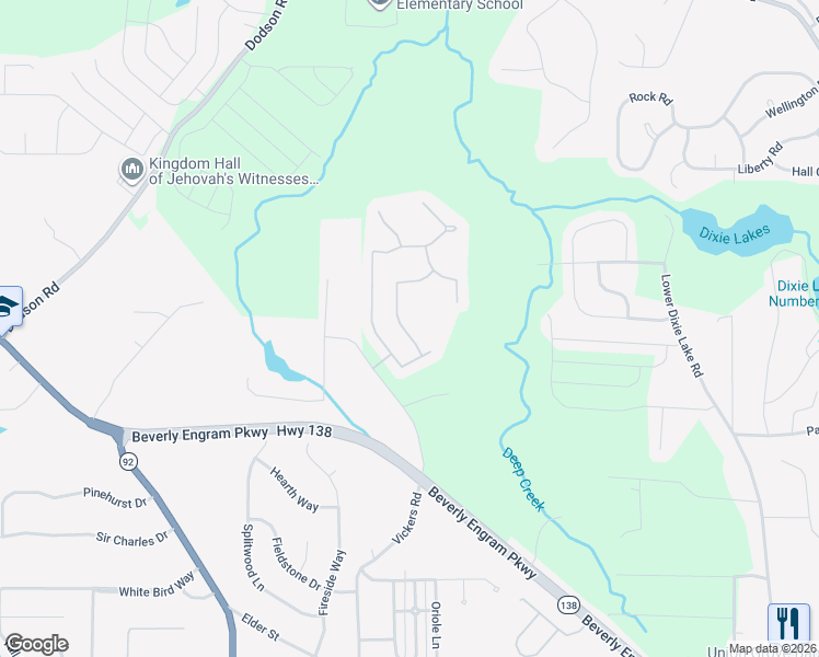 map of restaurants, bars, coffee shops, grocery stores, and more near 5864 Black Top Way in Fairburn