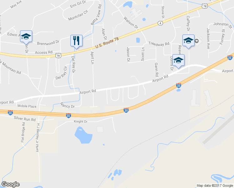 map of restaurants, bars, coffee shops, grocery stores, and more near 44 Hickory Drive in Oxford