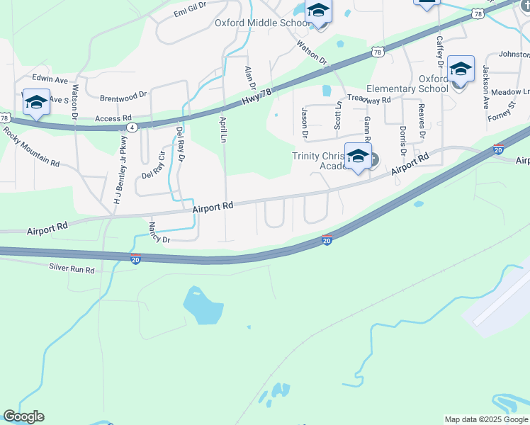 map of restaurants, bars, coffee shops, grocery stores, and more near 198 Hickory Drive in Oxford