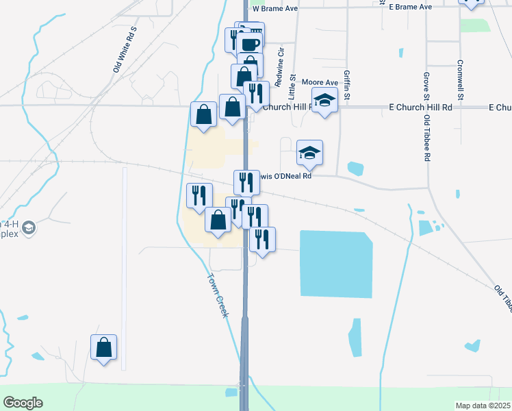 map of restaurants, bars, coffee shops, grocery stores, and more near 5576 U.S. 45 Alternate in West Point