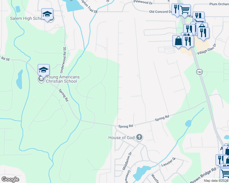 map of restaurants, bars, coffee shops, grocery stores, and more near 135 Radcliffe Trce in Covington