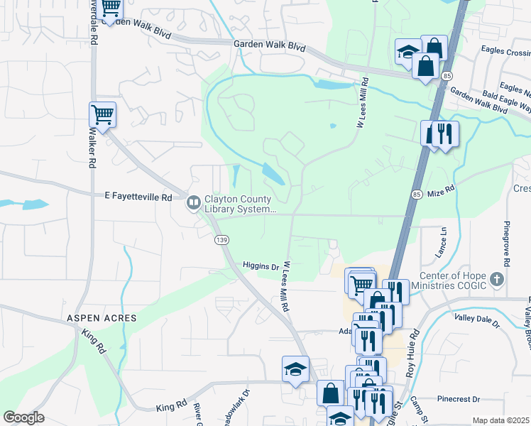 map of restaurants, bars, coffee shops, grocery stores, and more near 871 Poplar Springs Road in Riverdale