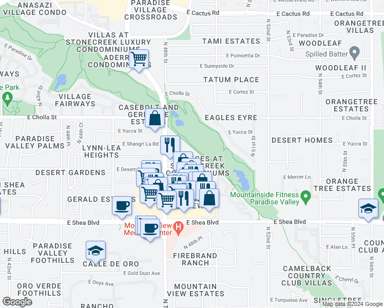 map of restaurants, bars, coffee shops, grocery stores, and more near 11201 North Tatum Boulevard in Phoenix