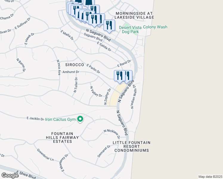 map of restaurants, bars, coffee shops, grocery stores, and more near 11219 North Woodpecker Bay in Fountain Hills