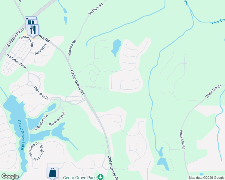 map of restaurants, bars, coffee shops, grocery stores, and more near 7528 Parkland Bend in Fairburn
