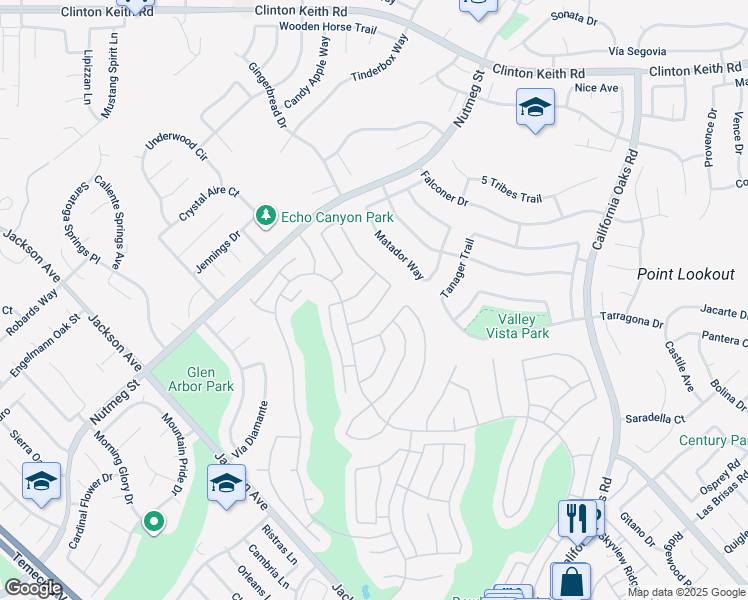 map of restaurants, bars, coffee shops, grocery stores, and more near 40229 Vía Aguadulce in Murrieta