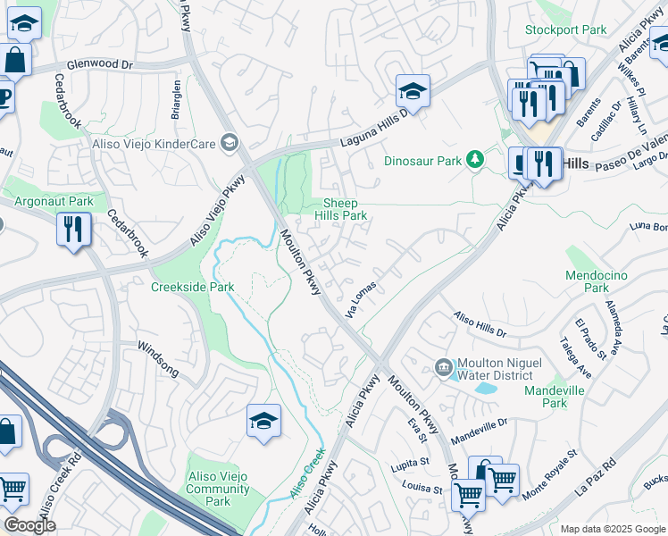 map of restaurants, bars, coffee shops, grocery stores, and more near 2 Robin Hill Lane in Laguna Hills
