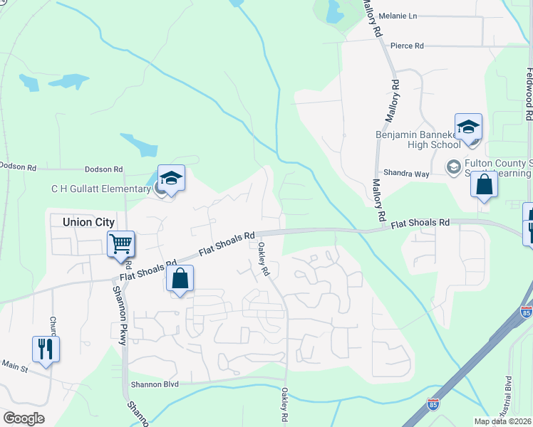map of restaurants, bars, coffee shops, grocery stores, and more near 123 Bagby Court in Union City