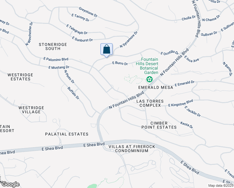 map of restaurants, bars, coffee shops, grocery stores, and more near 15860 East Palomino Boulevard in Fountain Hills