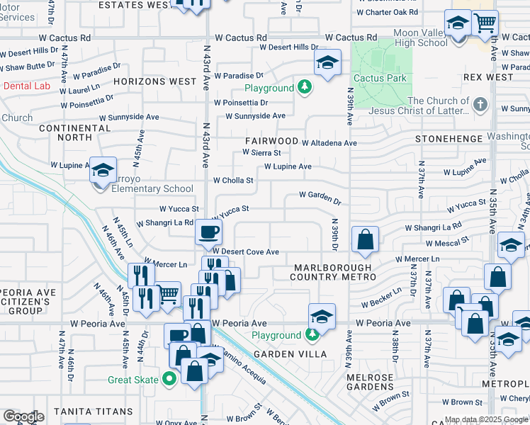 map of restaurants, bars, coffee shops, grocery stores, and more near 11202 North 41st Avenue in Phoenix