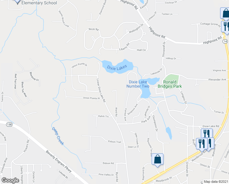 map of restaurants, bars, coffee shops, grocery stores, and more near 6179 Ward Road in Union City