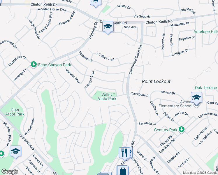 map of restaurants, bars, coffee shops, grocery stores, and more near 24048 Whistling Swan Road in Murrieta