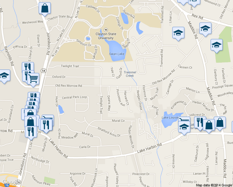 map of restaurants, bars, coffee shops, grocery stores, and more near 6129 Princeton Avenue in Morrow