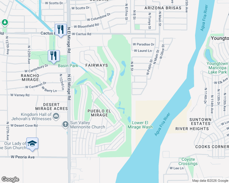 map of restaurants, bars, coffee shops, grocery stores, and more near 1307 West 17th Avenue in El Mirage