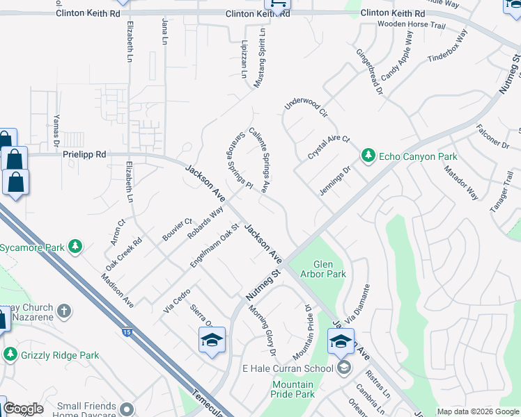 map of restaurants, bars, coffee shops, grocery stores, and more near 23599 Carneros Court in Murrieta