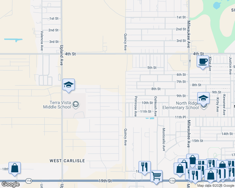 map of restaurants, bars, coffee shops, grocery stores, and more near 6832 Quincy Avenue in Lubbock