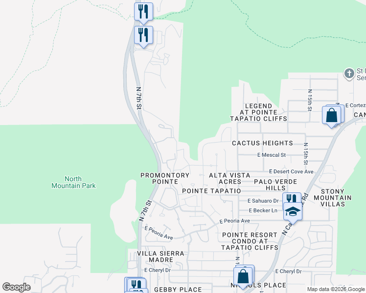 map of restaurants, bars, coffee shops, grocery stores, and more near 902 East Mescal Street in Phoenix