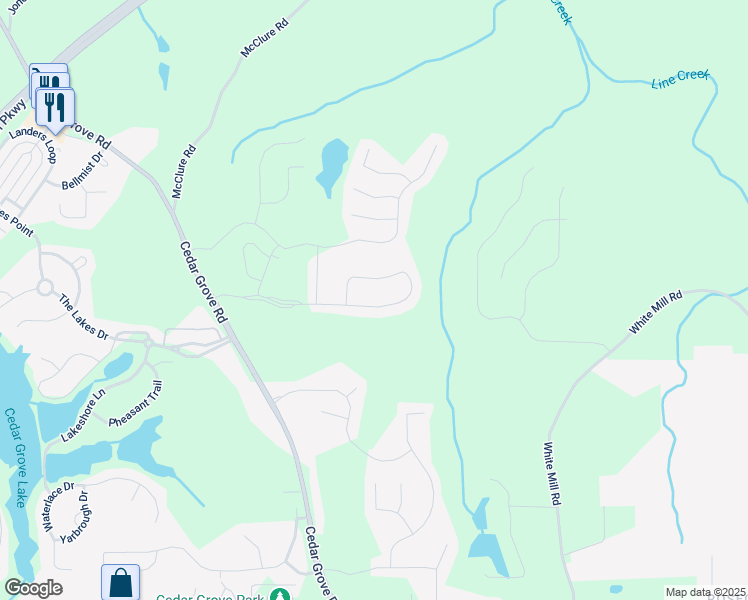 map of restaurants, bars, coffee shops, grocery stores, and more near 7381 Parkland Bend in Fairburn