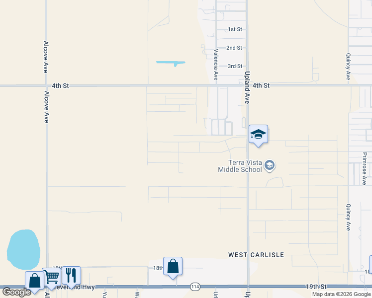 map of restaurants, bars, coffee shops, grocery stores, and more near 512 Valencia Avenue in Lubbock