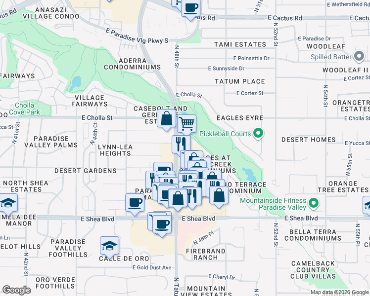 map of restaurants, bars, coffee shops, grocery stores, and more near 11209 North Tatum Boulevard in Phoenix