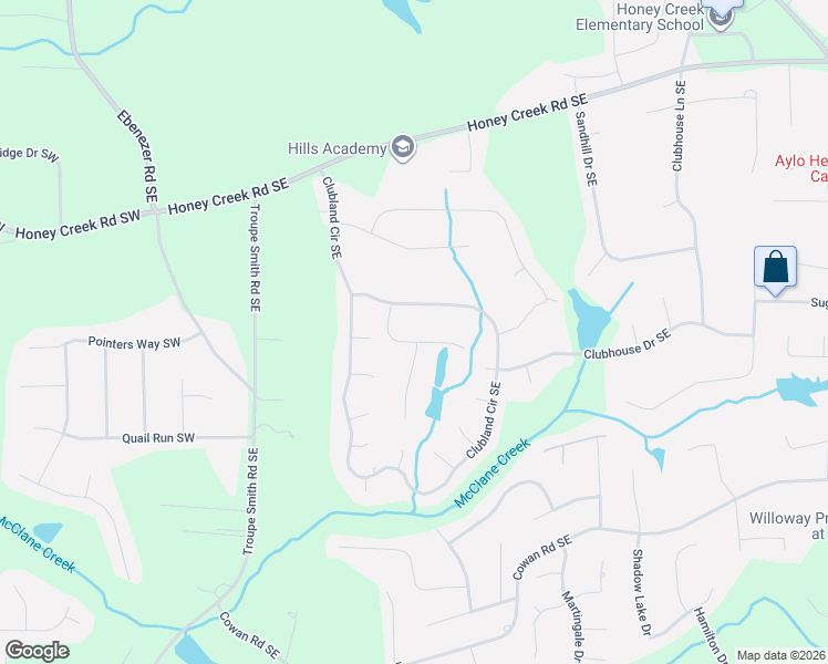 map of restaurants, bars, coffee shops, grocery stores, and more near 391 Mccoy Drive Souteast in Conyers