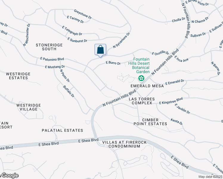 map of restaurants, bars, coffee shops, grocery stores, and more near 15860 East Palomino Boulevard in Fountain Hills