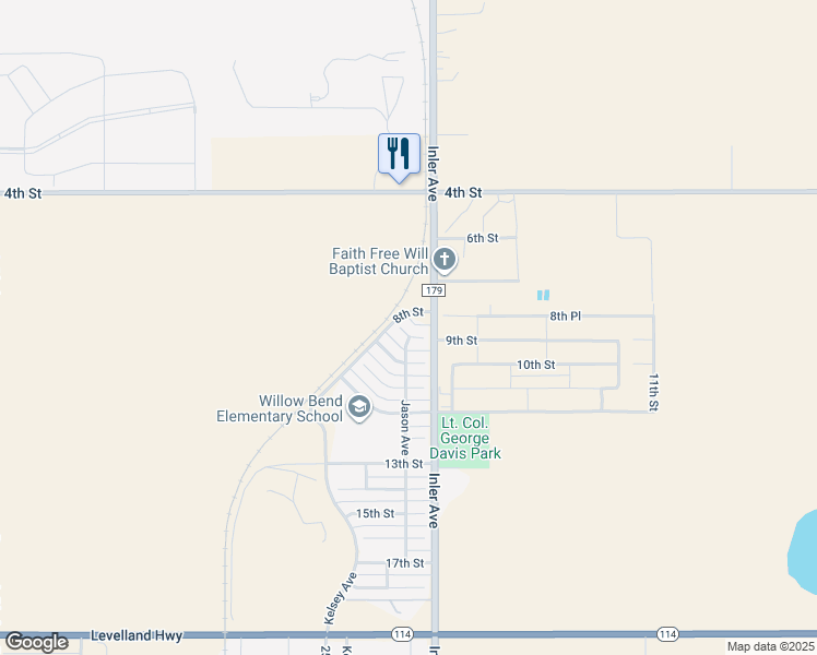 map of restaurants, bars, coffee shops, grocery stores, and more near 8802 9th Street in Lubbock