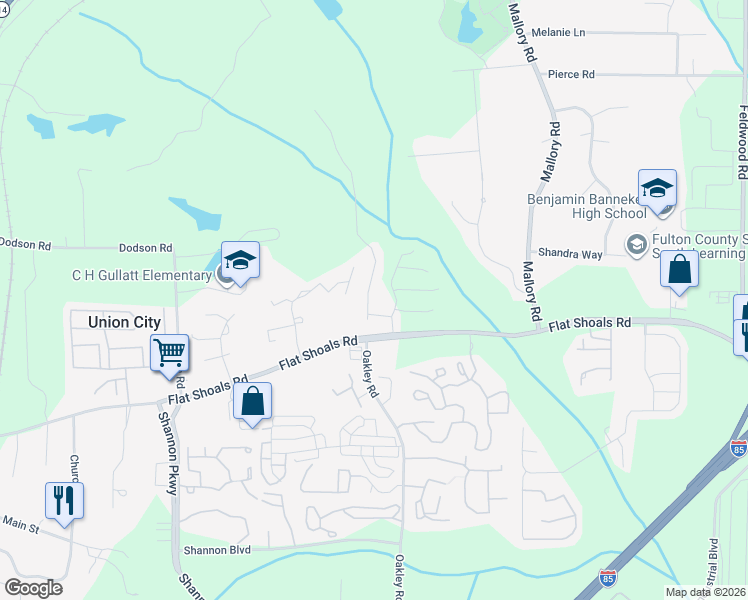 map of restaurants, bars, coffee shops, grocery stores, and more near 105 Bagby Court in Union City