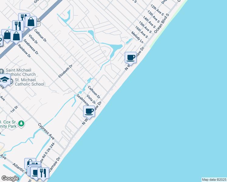 map of restaurants, bars, coffee shops, grocery stores, and more near 1514 S-26-155 in Murrells Inlet