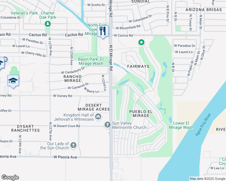 map of restaurants, bars, coffee shops, grocery stores, and more near 11201 North El Mirage Road in El Mirage