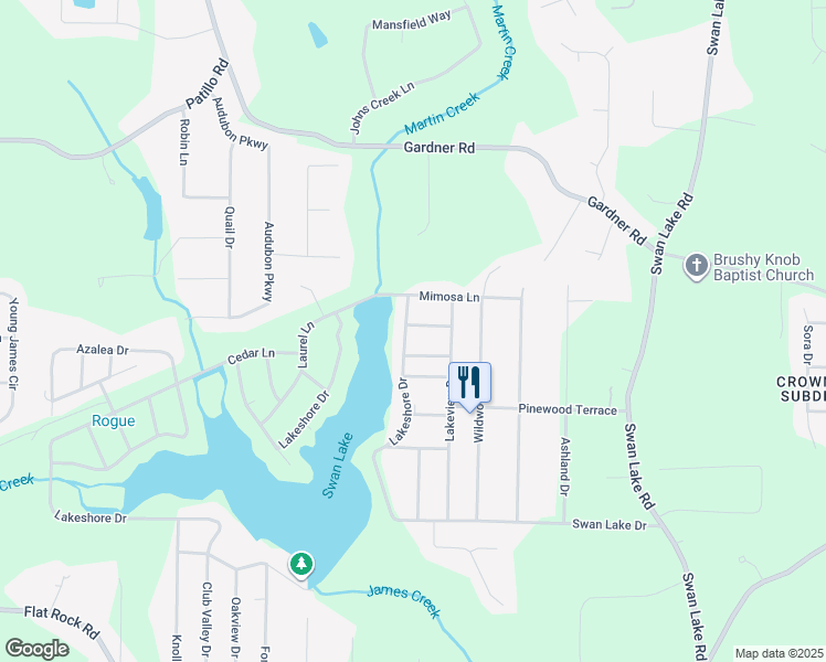 map of restaurants, bars, coffee shops, grocery stores, and more near 232 Lakeshore Drive in Stockbridge