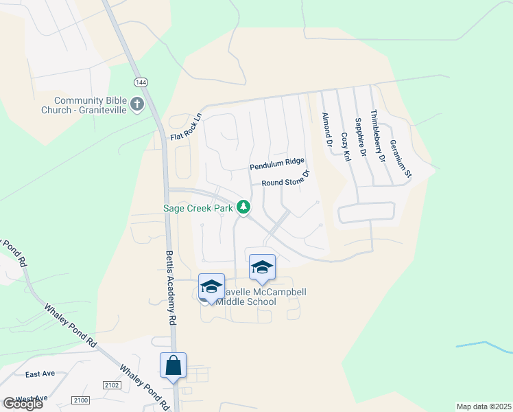 map of restaurants, bars, coffee shops, grocery stores, and more near 2151 Winding Trail Road in Graniteville