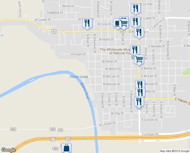 map of restaurants, bars, coffee shops, grocery stores, and more near 616 West McLain Street in Seymour