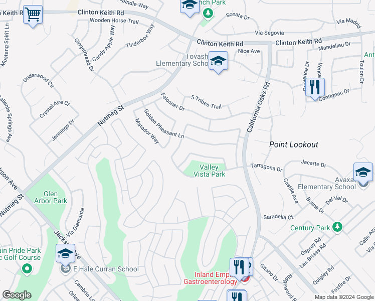 map of restaurants, bars, coffee shops, grocery stores, and more near 39851 Wild Canary Lane in Murrieta