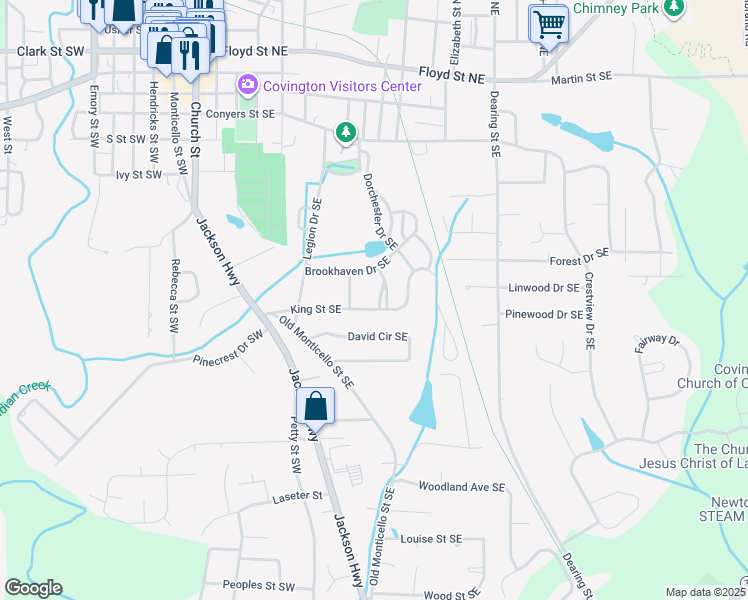 map of restaurants, bars, coffee shops, grocery stores, and more near 5118 Hollybrook Road Southeast in Covington